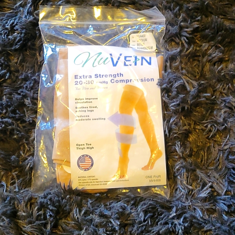 Nu Vein Extra Stength Compression Socks,  size:M, color: beige